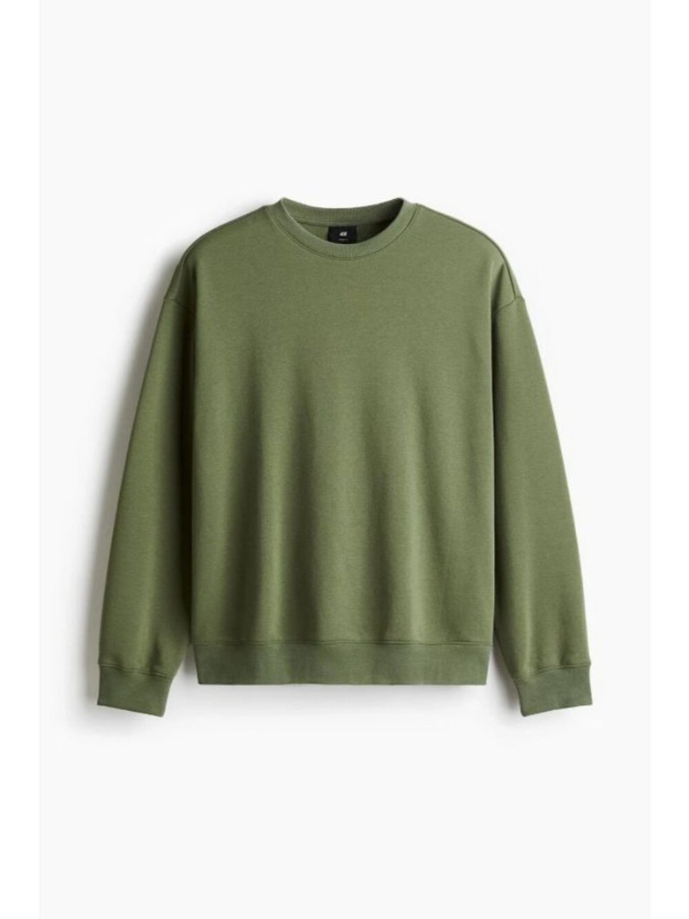 H&M Loose Fit Crewneck Sweatshirt Green Cotton Pullover M Mens
